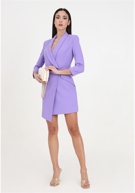 Lilac women's wrap dress with buttons ELISABETTA FRANCHI | AB56241E2AS6